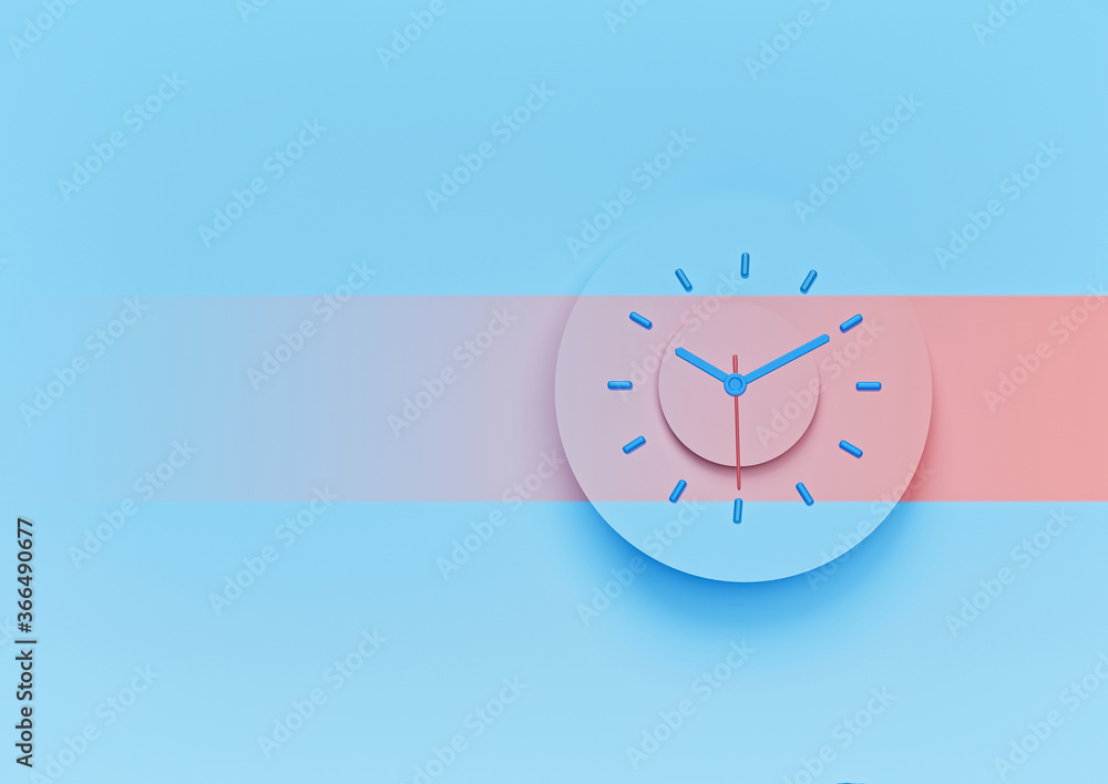 Poster minimal time concept background. clock. copy space. 3d rendering