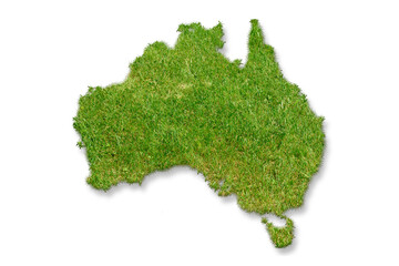 Australian map shape of green grass isolated on white background