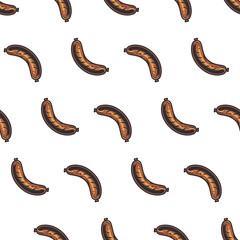 Seamless pattern of barbeque BBQ grill sausage
