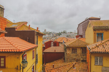 Porto, Portugal.  houses with orange tiled roofs