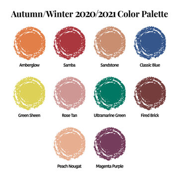 Autumn/Winter 2020/2021 Color Palette. Color swatch concept modern style. Color palette guide. Design guide, catalogue. Vector illustration EPS 10