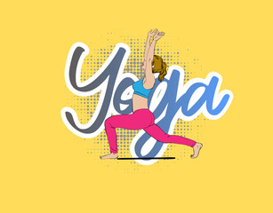 Obraz premium Sport creative poster design. Cartoon style girl runs on white background. Vector illustration.