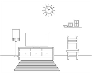 Living room interior layout for representation