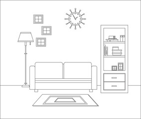 Living room interior layout for representation