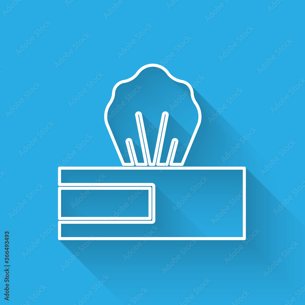 Poster white line wet wipe pack icon isolated with long shadow. vector..