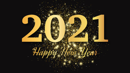 2021 Happy New Year gold background