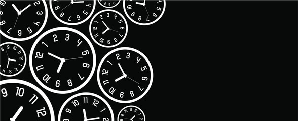 clock on black background	