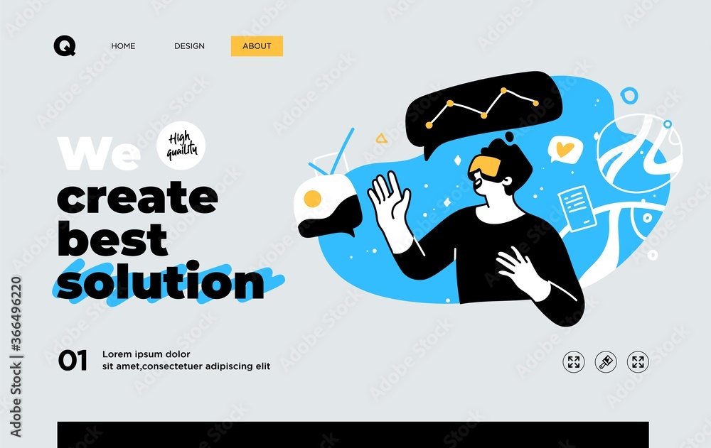 Wall mural presentation slide template or landing page website design. business concept illustrations. modern f