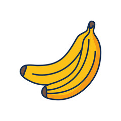 bananas fruit icon, line fill style