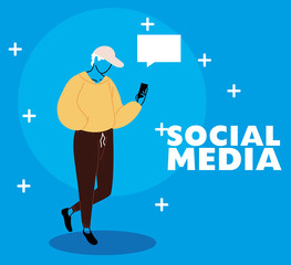 man sending message from his cell phone