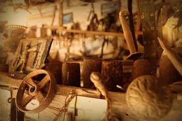 old rusty tools in a factory