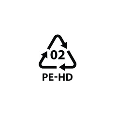 Plastic recycling symbol PE-HD 2 , Plastic code , vector illustration High-density polyethylene	
