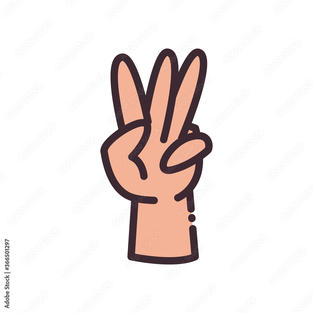 Poster three gesture with hand line and fill style icon vector design