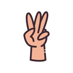 three gesture with hand line and fill style icon vector design