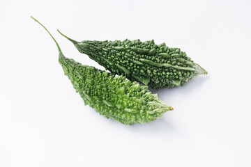 Fresh bitter melon on the white background