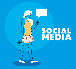 woman sending message from his cell phone