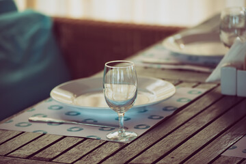 Table set in restaurant