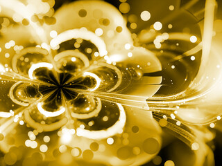 fantasy artistic flower with lighting effect. Beautiful shiny futuristic background for wallpaper, interior, album, flyer cover, poster, booklet. Fractal artwork for creative design