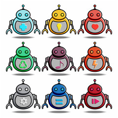 Fototapeta premium cute cartoon robotic pack collection