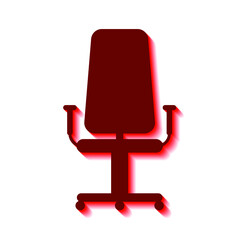 Computer chair on white background and red shadow, sign for design, vector illustration