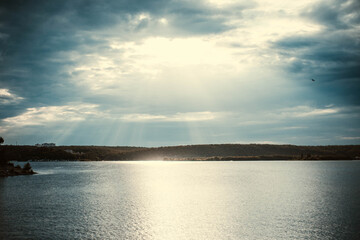 sunset over the river