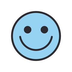 Happy emoji face line and fill style icon vector design