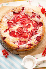 Strawberry and red currant vanilla cheesecake