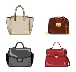 Woman color bags Designer Ladies Handbag collection. Fashionable and trendy handbags.