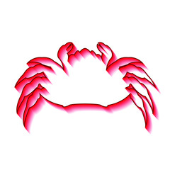 Crab and red shadow on a white background, sign for design, vector illustration