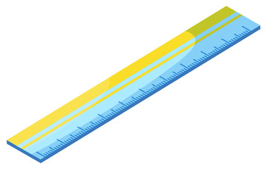 Yellow and blue ruler vector, isolated icon of device for measuring object for precision. Item decorated with dots, made of plastic material school supply. Back to school concept. Flat cartoon