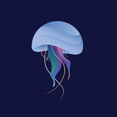 Illustration drawing style set of wildlife, Jellyfish concept art, gradient jellyfish