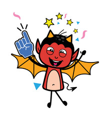 Cartoon Devil holding Foam Glove