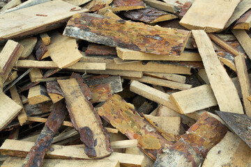 A pile of sawn-up kindling boards