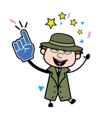 Cartoon Spy holding Foam Glove