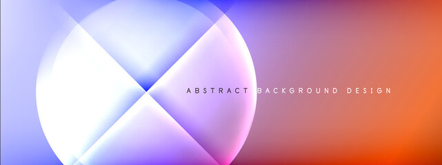 Vector abstract background - circle and cross on fluid gradient with shadows and light effects. Techno or business shiny design templates for text