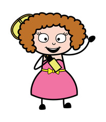 Cartoon Young Lady Holding Guitar