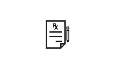 Prescription icon in flat style. Rx document vector illustration on white isolated background. Paper business concept.