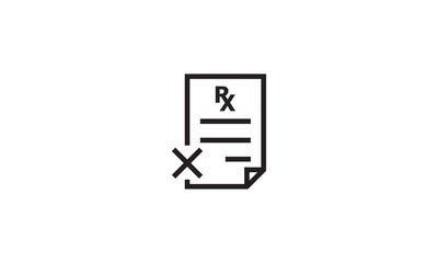 Prescription icon in flat style. Rx document vector illustration on white isolated background. Paper business concept.