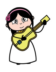 Fototapeta premium Cartoon Bride Playing Guitar