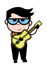 Cartoon Businessman Playing Guitar
