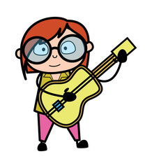 Cartoon Teacher Playing Guitar