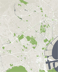 map of the city of Tunis, Tunisia