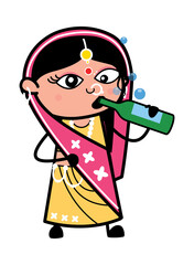Drunk Cartoon Indian Woman
