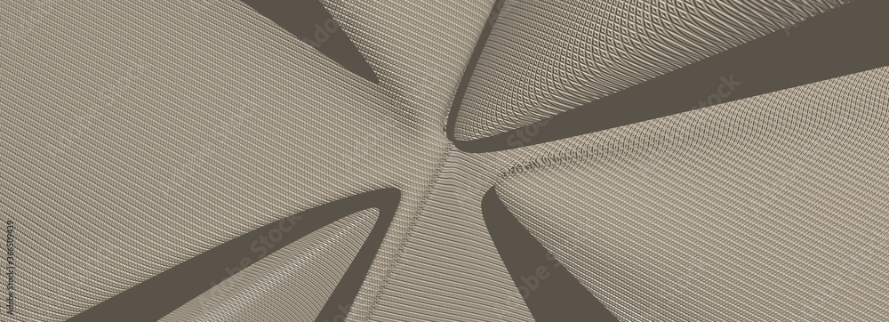 Poster ultra wide image made of navajo white monochromic 3d curved abstract background image made of plain 