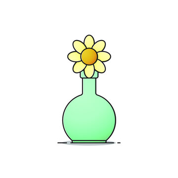 Flower in a vase flat design vector illustration