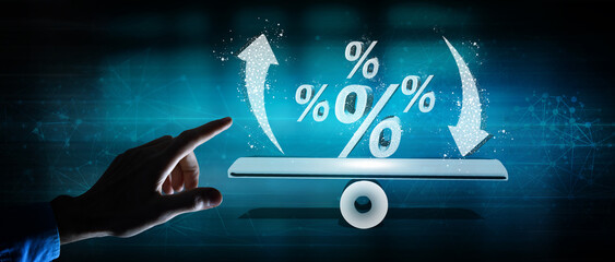 High And low interest interest. Percentage up icon. 3d illustration