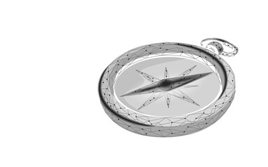 3D low poly compass. Business strategy problem solution concept. Journey travel direction destination banner. World exploration creative idea vector illustration © LuckyStep