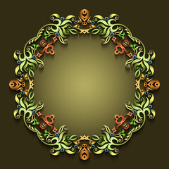 Abstract vector ornamental nature vintage frame.