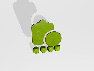3D illustration of info graphics and text made by metallic dice letters for the related meanings of the concept and presentations. design and icon
