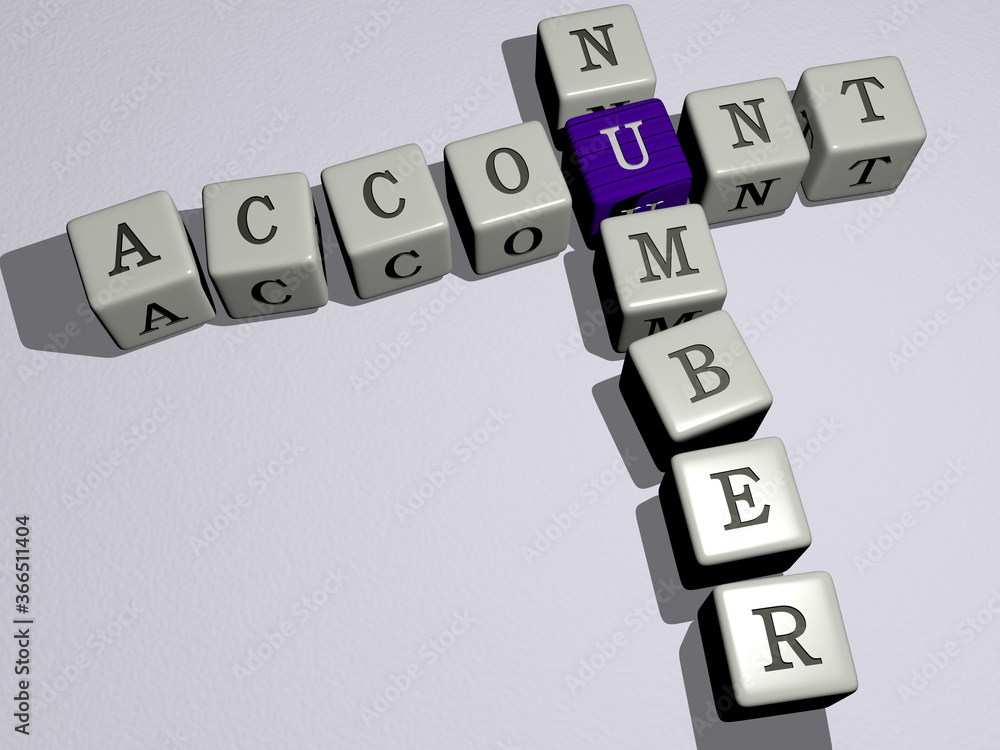 Poster combination of account number built by cubic letters from the top perspective, excellent for the con